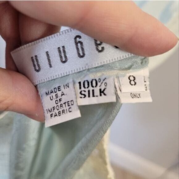 Vintage Carol Peretz 100% Silk Floral Lace Shoulder Hem Midi Maxi Dress - Picture 4 of 13